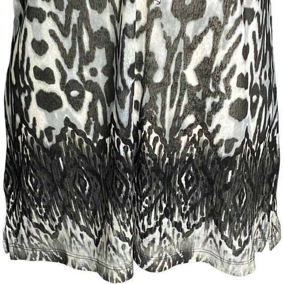Susan Graver Womens Tunic Top Sheer Animal Print Keyhole Black White Small - Picture 8 of 10